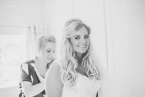 Happy bride getting ready for her wedding day