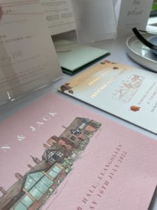 Wedding invitations with bespoke illustrations