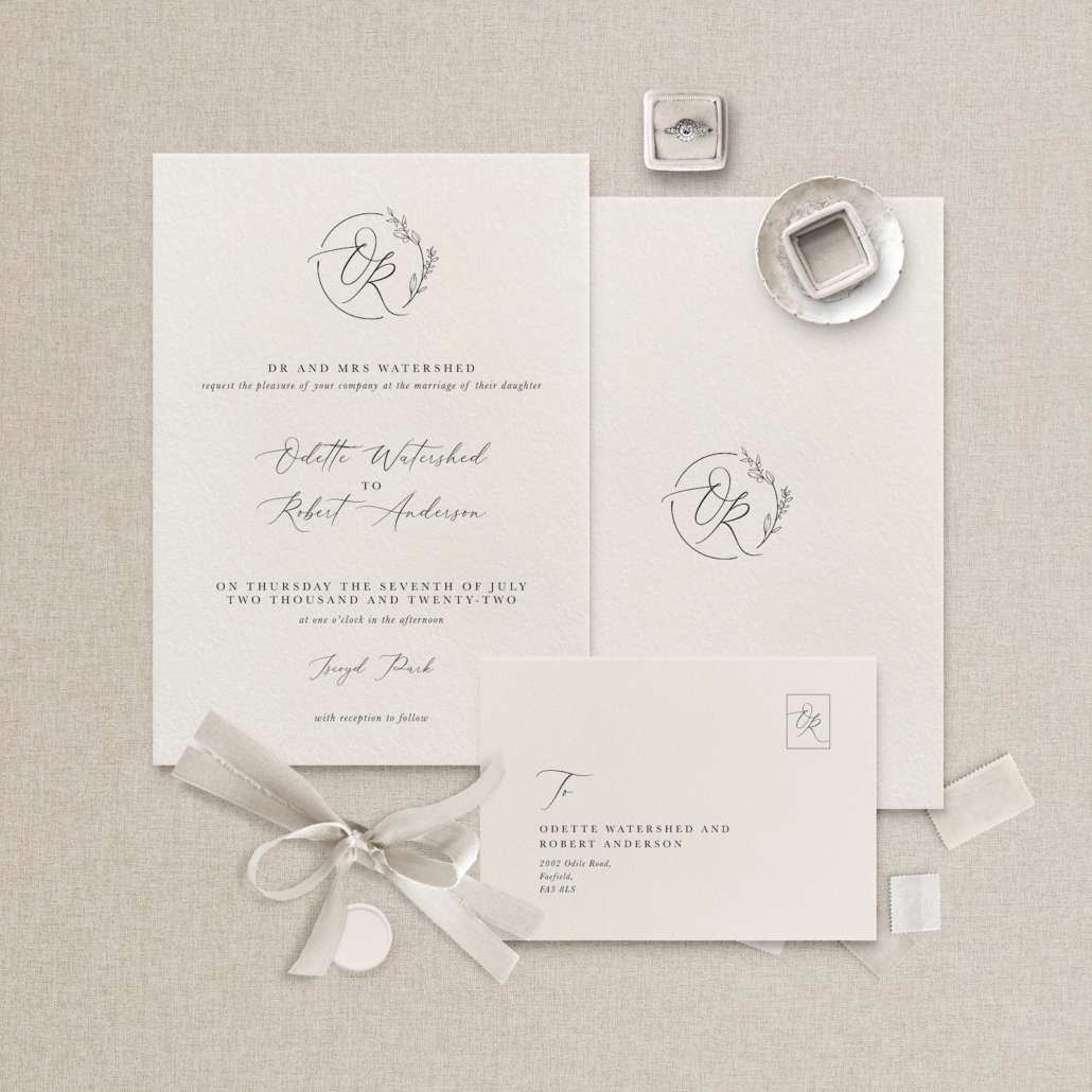 Harriet wedding stationery house collection flat lay by The Little Paper Shop Nantwich